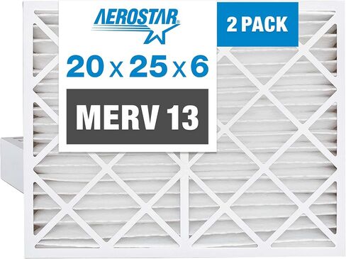 Aerostar 20x25x6 MERV 8 Replacement Pleated Air Filter for Aprilaire Space-Gard 2200, 2 Pack (Actual Size: 19 3/4" x 24 1/4"x 6") in Saudi Arabia