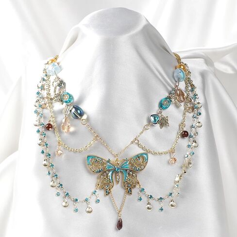 قلادة فرقة Mostory Butterfly Fory for Renaissance - قلادة Renfaire عتيقة لـ Woodland Fairy Costume Women Retro Cosplay in Kuwait