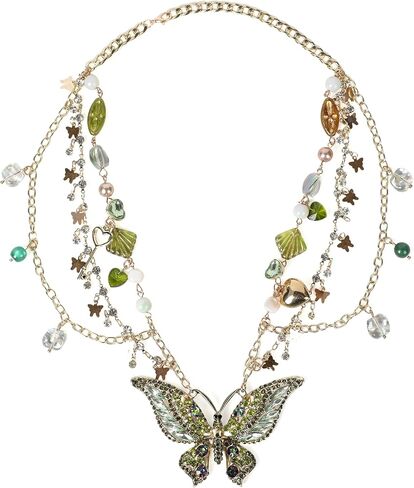 MOSTORY Butterfly Fairy Necklace for Renaissance - Vintage Renfaire Necklace for Woodland Fairy Costume Women Retro Cosplay in Saudi Arabia