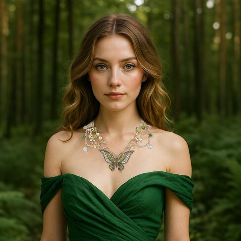 MOSTORY Butterfly Fairy Necklace for Renaissance - Vintage Renfaire Necklace for Woodland Fairy Costume Women Retro Cosplay in Saudi Arabia