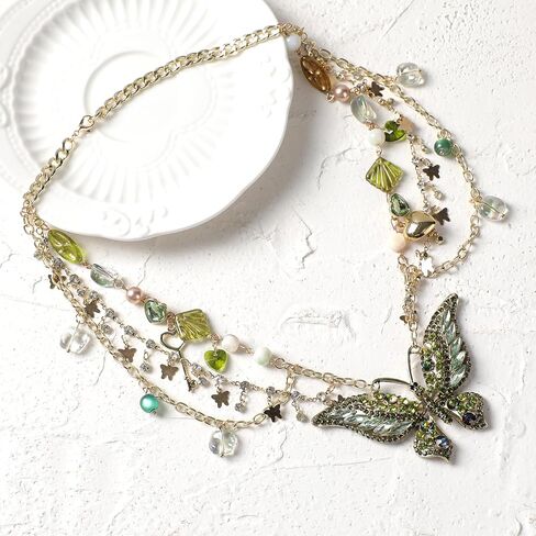 MOSTORY Butterfly Fairy Necklace for Renaissance - Vintage Renfaire Necklace for Woodland Fairy Costume Women Retro Cosplay in Saudi Arabia