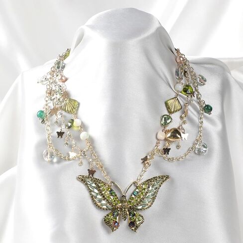 MOSTORY Butterfly Fairy Necklace for Renaissance - Vintage Renfaire Necklace for Woodland Fairy Costume Women Retro Cosplay in Saudi Arabia
