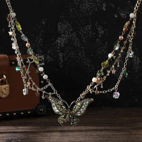 MOSTORY Butterfly Fairy Necklace for Renaissance - Vintage Renfaire Necklace for Woodland Fairy Costume Women Retro Cosplay in Saudi Arabia