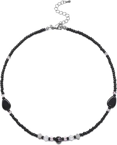 Beaded Necklaces for Women Summer Beach Beaded Necklace Bead Choker Boho Necklaces for Women Handmade Summer Jewelry Stainless Steel 18K Gold Plated in Kuwait