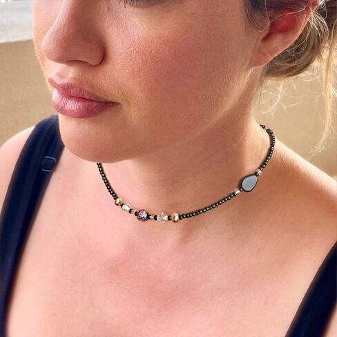 Beaded Necklaces for Women Summer Beach Beaded Necklace Bead Choker Boho Necklaces for Women Handmade Summer Jewelry Stainless Steel 18K Gold Plated in Kuwait