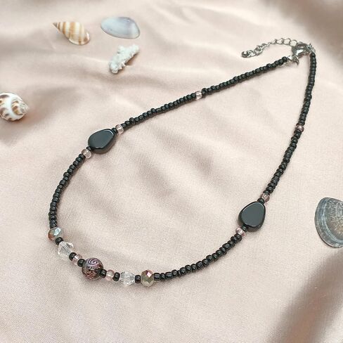 Beaded Necklaces for Women Summer Beach Beaded Necklace Bead Choker Boho Necklaces for Women Handmade Summer Jewelry Stainless Steel 18K Gold Plated in Kuwait