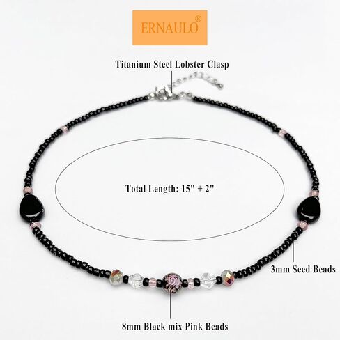 Beaded Necklaces for Women Summer Beach Beaded Necklace Bead Choker Boho Necklaces for Women Handmade Summer Jewelry Stainless Steel 18K Gold Plated in Kuwait