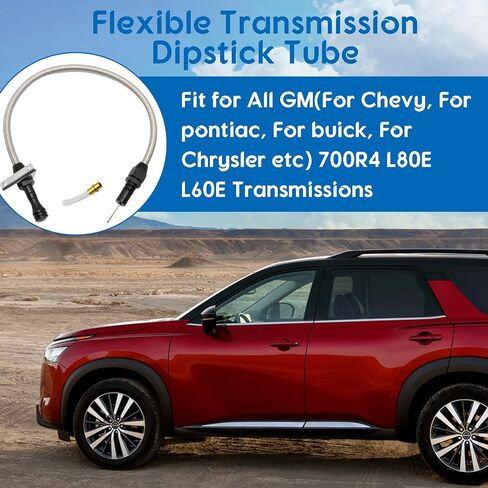Flexible Transmission Dipstick Tube with Firewall Mount Stainless Steel Braided Housing Compatible with Chevy GM 4L80E 700R4 4L60E in Saudi Arabia