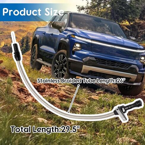 Flexible Transmission Dipstick Tube with Firewall Mount Stainless Steel Braided Housing Compatible with Chevy GM 4L80E 700R4 4L60E in Saudi Arabia