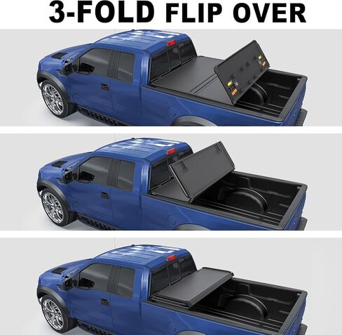 Tri 3-Folding 8FT Soft Folding Truck Tonneau Cover Compatible with 1999-2016 Ford F250 / F350 / F450 Super Duty Styleside 3 Fold On Top Truck Bed Cover in Saudi Arabia