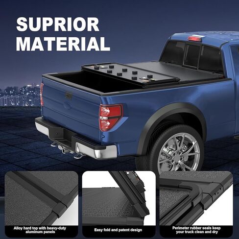 Tri 3-Folding 8FT Soft Folding Truck Tonneau Cover Compatible with 1999-2016 Ford F250 / F350 / F450 Super Duty Styleside 3 Fold On Top Truck Bed Cover in Saudi Arabia