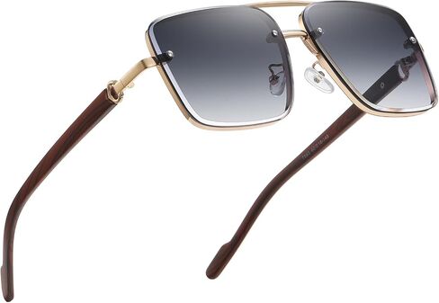 نظارة شمسية رجالي رأس كبير جسر جسر معدني ، 61 ملم مربع UV 400 عدسة حماية Sunnies (7563) in Kuwait