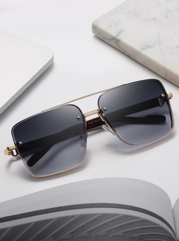 نظارة شمسية رجالي رأس كبير جسر جسر معدني ، 61 ملم مربع UV 400 عدسة حماية Sunnies (7563) in Kuwait
