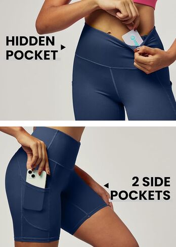 IUGA Biker Shorts Women 6" Workout Shorts Women with Pockets High Waisted Yoga Running Gym Spandex Compression Shorts in Saudi Arabia