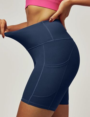 IUGA Biker Shorts Women 6" Workout Shorts Women with Pockets High Waisted Yoga Running Gym Spandex Compression Shorts in Saudi Arabia