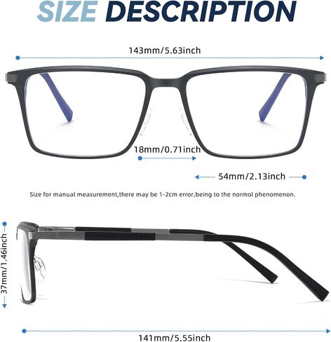 Blue Light Blocking Glasses for Men Square Al-Mg Metal Anti Glare Gaming Glasses Computer Use in Saudi Arabia