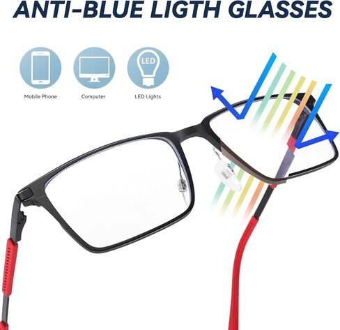 Blue Light Blocking Glasses for Men Square Al-Mg Metal Anti Glare Gaming Glasses Computer Use in Saudi Arabia