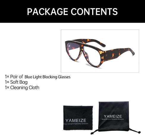 YAMEIZE Blue Light Blocking Glasses for Men Women Oversized Pilot 70s Retro Thick Frame Blue Light Blocking Computer Glasses in Saudi Arabia