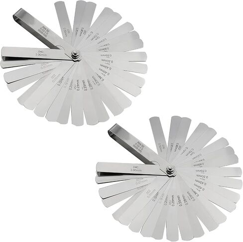 32 Blades Stainless Steel Feeler Gauge, Feeler Gauges for Valves 0.0008-0.04" (0.02-1.00mm) Universal Standard SAE and Metric Offset Valve Thickness Gauge for Measuring Gap Width or Thickness in Saudi Arabia