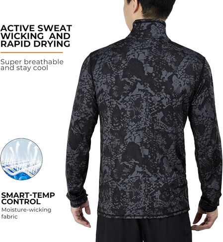 Rodeel Men's Running Hiking Shirts 1/4 Zip UPF 50+ Sun Protection Long Sleeve Shirt in Kuwait