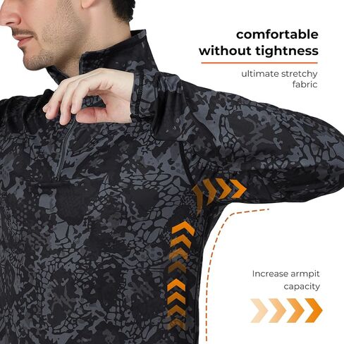 Rodeel Men's Running Hiking Shirts 1/4 Zip UPF 50+ Sun Protection Long Sleeve Shirt in Kuwait