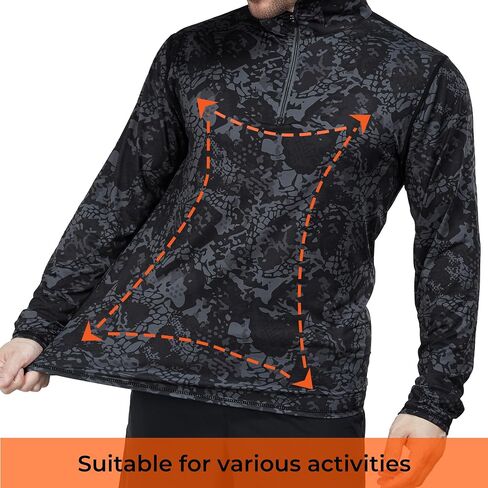 Rodeel Men's Running Hiking Shirts 1/4 Zip UPF 50+ Sun Protection Long Sleeve Shirt in Kuwait