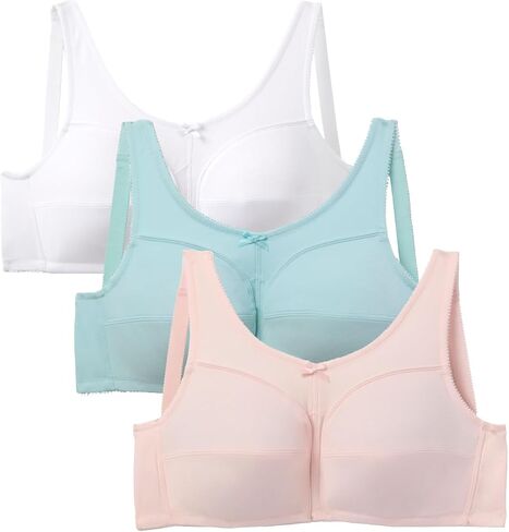 Comfort Choice Women's Plus Size 3-Pack Cotton Wireless Bra in Kuwait