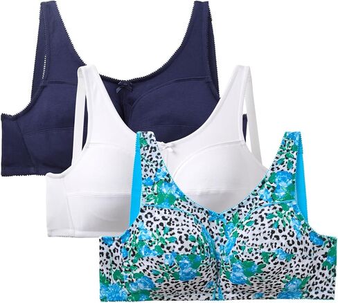 Comfort Choice Women's Plus Size 3-Pack Cotton Wireless Bra in Kuwait