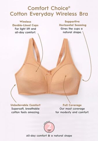 Comfort Choice Women's Plus Size 3-Pack Cotton Wireless Bra in Kuwait