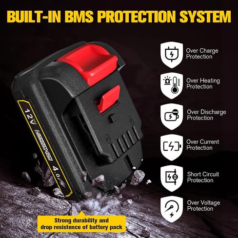 12V 4.0Ah Lithium-ion Battery Compatible with Dewalt 12V Battery DCB120 DCB122 DCB127 DCB124 DCB121 Cordless Power Tool in Saudi Arabia