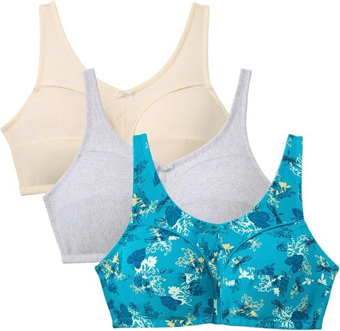 Comfort Choice Women's Plus Size 3-Pack Cotton Wireless Bra in Saudi Arabia