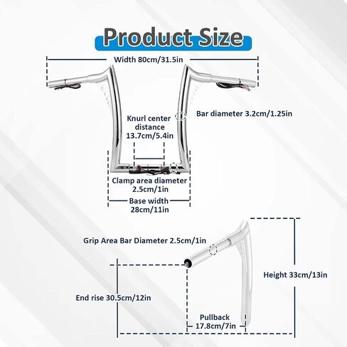 Wsays 14 Inch Pre-wired Ape Hanger Handlebar Bar Sharp Compatible with Harley Softail 2011-2024 Fit Dyna 2012-2017 Fit Sportster 2011-2022 Fit Touring Road King 2015-Later in Saudi Arabia