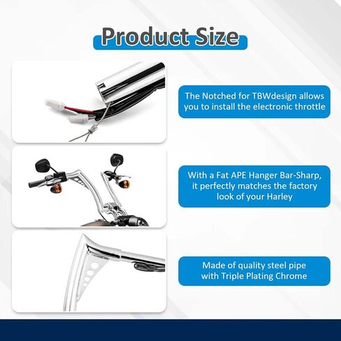 Wsays 14 Inch Pre-wired Ape Hanger Handlebar Bar Sharp Compatible with Harley Softail 2011-2024 Fit Dyna 2012-2017 Fit Sportster 2011-2022 Fit Touring Road King 2015-Later in Saudi Arabia