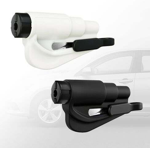Emergency Keychain Car Escape Tool, 2-in-1 Seatbelt Cutter and Window Breaker Pack of 2 (White Pair) in Saudi Arabia