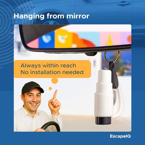 Emergency Keychain Car Escape Tool, 2-in-1 Seatbelt Cutter and Window Breaker Pack of 2 (White Pair) in Saudi Arabia