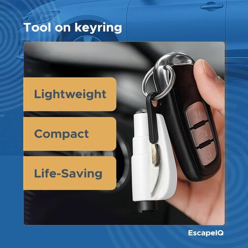 Emergency Keychain Car Escape Tool, 2-in-1 Seatbelt Cutter and Window Breaker Pack of 2 (White Pair) in Saudi Arabia