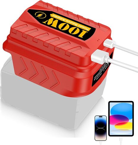 PD100W Output Adapter for Dewalt 20V 18V Battery, Power Source Adapter with 24W USB Port QC3.0 & 100W Type-C Port PD3.0 Charging for Phone, Tablets, Laptop, USB Fan, USB Light (Adapter Only) in Saudi Arabia