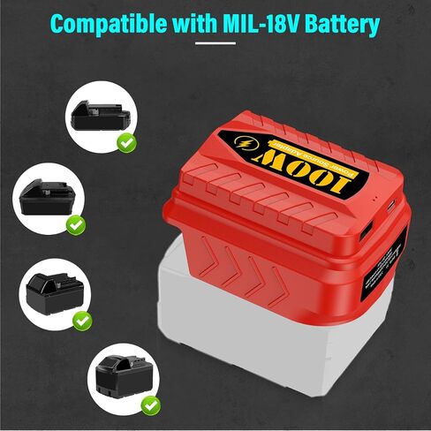 PD100W Output Adapter for Dewalt 20V 18V Battery, Power Source Adapter with 24W USB Port QC3.0 & 100W Type-C Port PD3.0 Charging for Phone, Tablets, Laptop, USB Fan, USB Light (Adapter Only) in Saudi Arabia