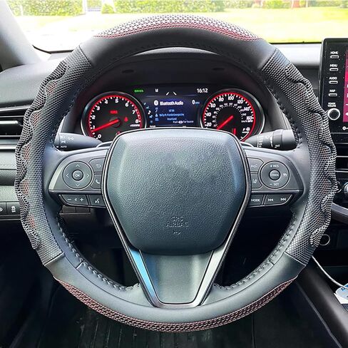 XHRING Steering Wheel Cover for Ford F150 F250 Raptor F250 Super Duty F350 Expedition Accessories F150 XL XLT Lariat King Ranch Platinum Limited Lightning Tremor Wine Red in Saudi Arabia