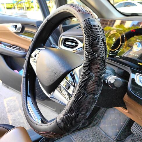 XHRING Steering Wheel Cover for Ford F150 F250 Raptor F250 Super Duty F350 Expedition Accessories F150 XL XLT Lariat King Ranch Platinum Limited Lightning Tremor Wine Red in Saudi Arabia