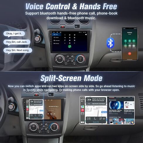 Leadfan 9 Inch Car Radio Stereo for Nissan Altima 2008 2009 2010 2011 2012 Auto AC WiFi/Wireless CarPlay/Android Auto/Touch Screen/GPS/Bluetooth/FM Radio/AHD Backup Camera/2G 32G in Kuwait