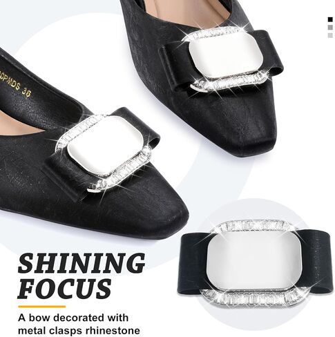 Zelaprox Women Black Pumps أحذية أحذية مكتنزة منخفضة الكعب على العمل على أحذية مسطحة مربعة مغلقة عقدة القوس مريحة للأعمال التجارية عارضات حفلات الزفاف الأنيقة الأنيقة in Kuwait