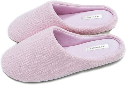 Womens Cotton Lightweight House Slippers With Memory Foam, Washable & Cozy Slip On(Green,US 9-10) in Kuwait