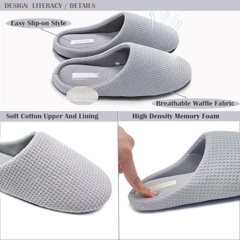 Womens Cotton Lightweight House Slippers With Memory Foam, Washable & Cozy Slip On(Green,US 9-10) in Kuwait