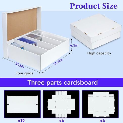 Trading Card Storage Box - 2 Rows, Cardboard Card Boxes holds 1100+ Top Loaders, Graded Card Case for PSA/BGS/HGA, Card Holders Organizer for Sports Cards, 4 Pack in Kuwait