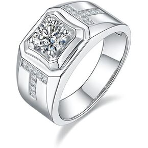 1 Carat Diamond Men's Wedding Bands 14K Gold,D-color VVS1 Round Cut Diamond Rings for Men, Ideal Father's Day Gift for Dad in Saudi Arabia
