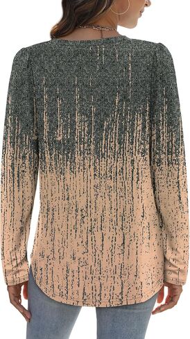 OFEEFAN T Shirts for Women V Neck Dressy Casual Blouses Puff Long Sleeve Fall Outfits Tops Loose Fit in Saudi Arabia