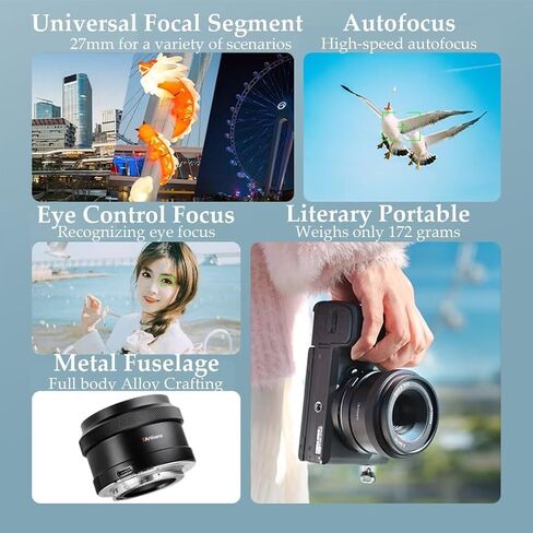7artisans 27mm F2.8 Auto Focus Camera Lens for Fuji X Mount,APS-C,Large Aperture, Prime,STM AF Cameras Lenses for Fuji X-H,X-T,X-S,X-PRO,X-E,X-A Series,X-H1,X-H2,X-H2S,X-T5,X-T4,X-T3,X-T50,X-T30 in Kuwait