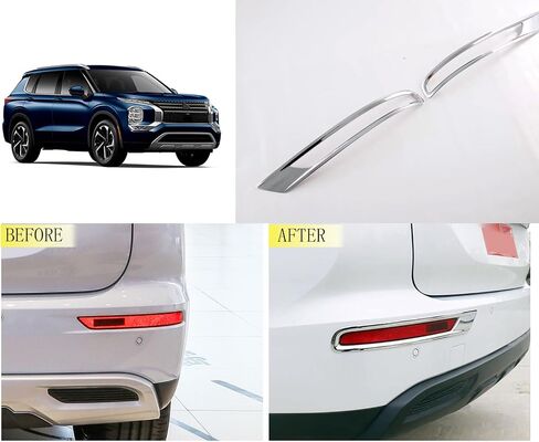 إطار مصباح الضباب الخلفي تغطية السيارة الإكسسوارات الخارجية الضبابية ذيل خفيفة مناسبة ل Mitsubishi New Outlander و Phev 2022 2023 2024 2025 ABS Glossy Chrome Style in Kuwait