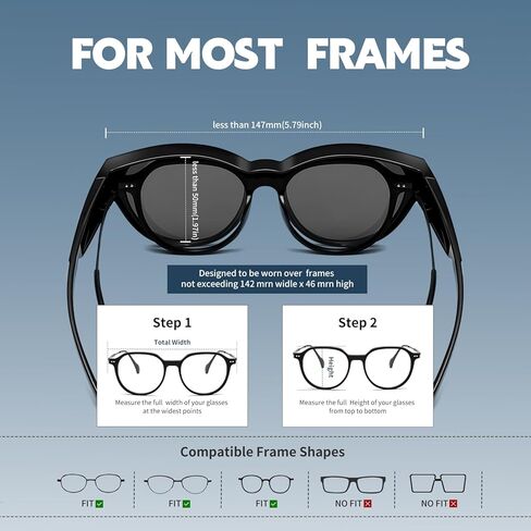 kimorn Polarized Fit Over Glasses Sunglasses For Women Man,Trendy Cat Eye Shades For Driving Riding in Kuwait